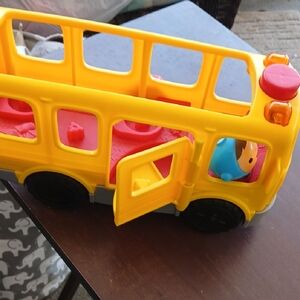 Mattel Yellow Toy Bus with Figures